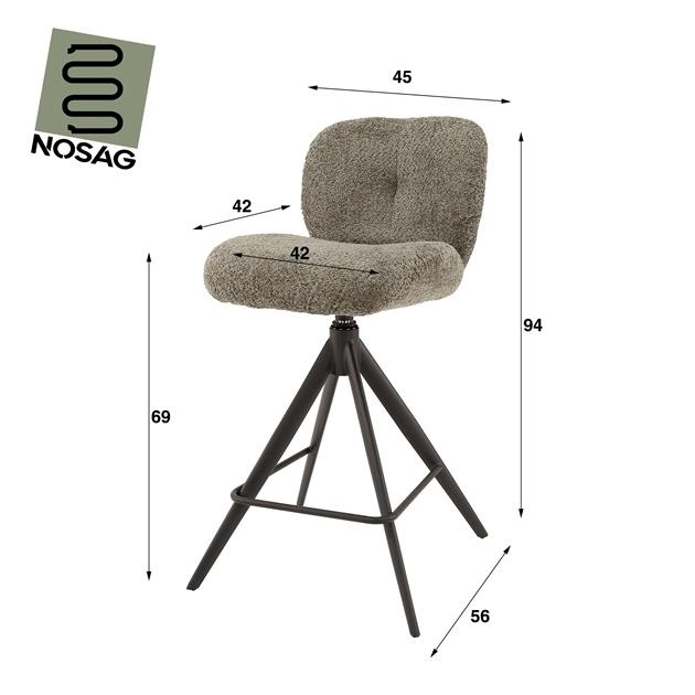 Hoyz Collection - Barstoel Comfort Draaibaar - Boucle Taupe - 2 Stuks