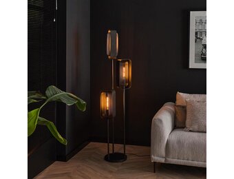 Hoyz Collection - Vloerlamp 3L Mesh Rotate - Artic Zwart