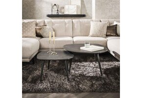 Hoyz Collection - Salontafel Rock Organisch - 3D Zwart Bruin - Set van 2