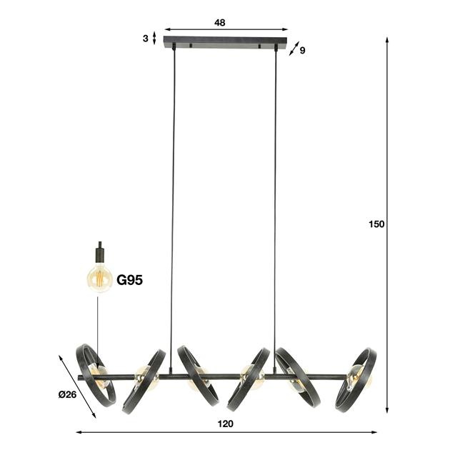 Hoyz Collection - Hanglamp 6L Hover - Charcoal