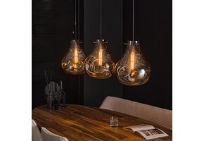 Hoyz Collection - Hanglamp 3L Dent Glass - Artic Zwart