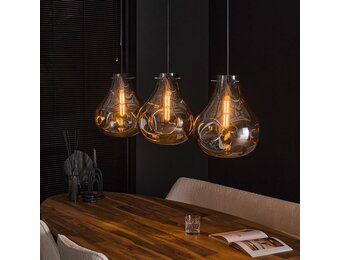 Hoyz Collection - Hanglamp 3L Dent Glass - Artic Zwart