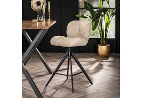 Hoyz Collection - Barstoel Comfort Draaibaar - Boucle Zandkleur - 2 Stuks