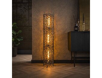 Hoyz Collection - Vloerlamp Weaver Cylinder Ø25 122cm  XL - Zwart Nikkel