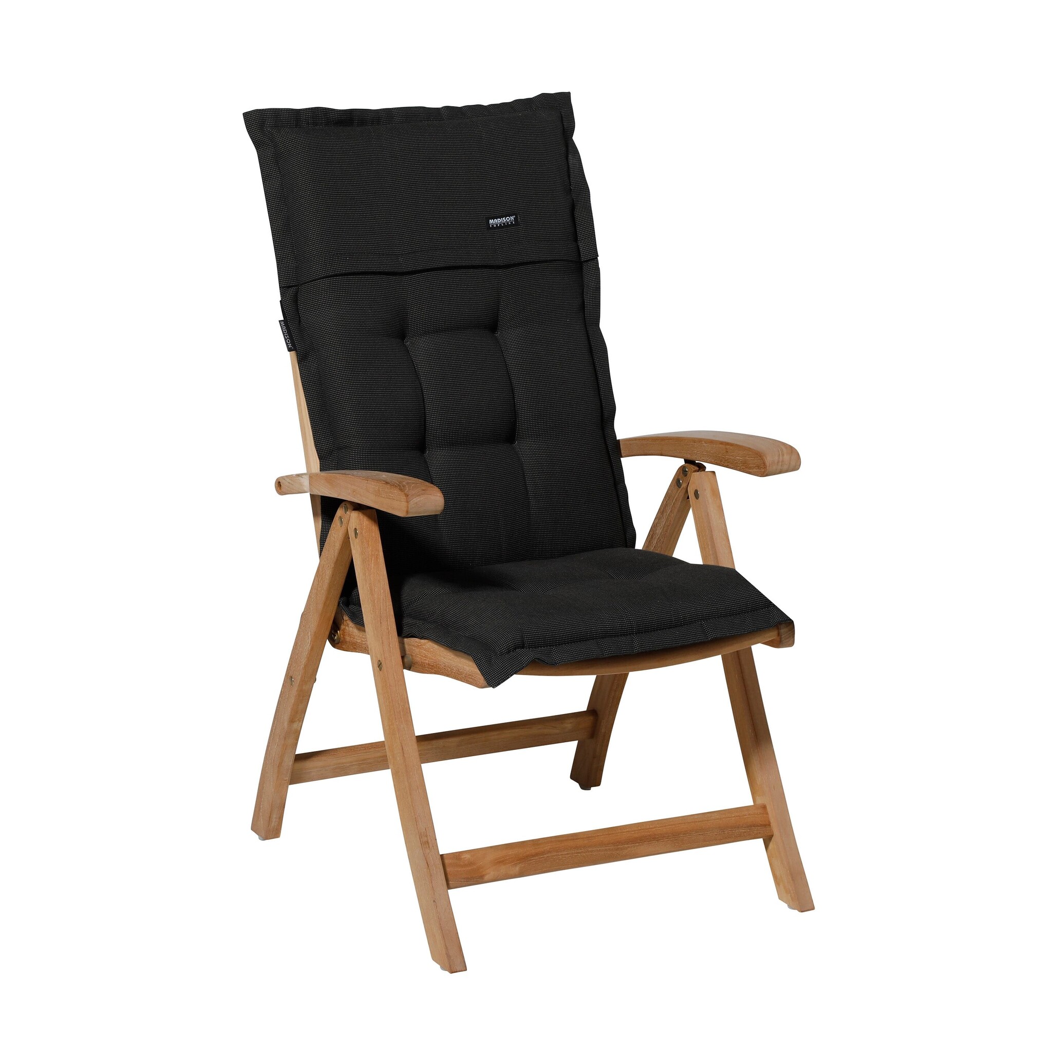 Madison - Tuinkussens Hoge Rug Rib Black - 123x50 - Zwart - 2 Stuks