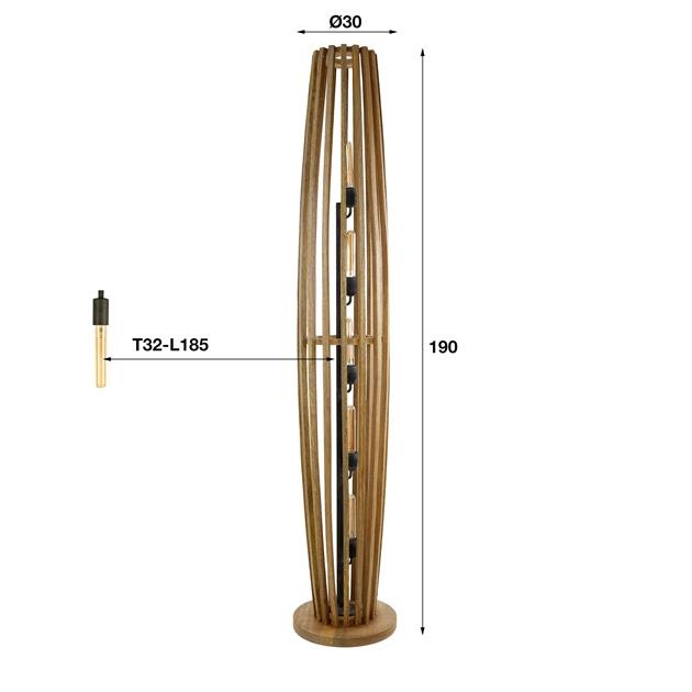 Hoyz Collection - Vloerlamp Orbit 5L - Massief Mango Naturel - XL