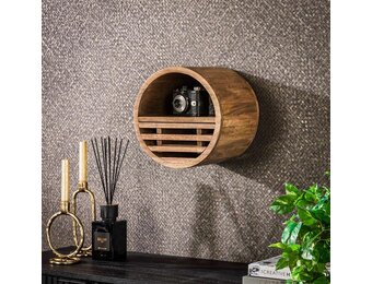 Hoyz Collection - Wandschap Tweak Ø30 - Massief Mango Zandkleur