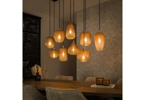 Hoyz Collection - Hanglamp 5+4 Dot Pattern - Amberkleurig Glas