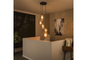 Hoyz Collection - Hanglamp 5L Patch Pattern Getrapt - Diamond Glass