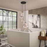 Hoyz Collection - Hanglamp 5L Patch Pattern Getrapt - Diamond Glass