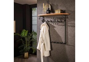 Hoyz Collection - Kapstok Round 16 Haken Hoedenplank - Massief Acacia