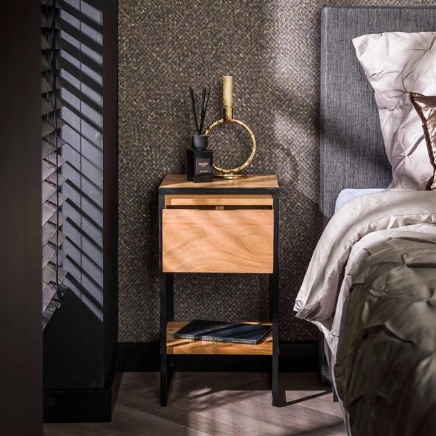 Hoyz Collection - Nachtkastje 1L XS Straight Wood - Massief Acacia Naturel