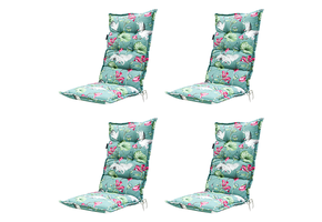 Madison - Tuinstoelkussen Hoge Rug 123x50 - Groen - Vieve Green - 4 Stuks