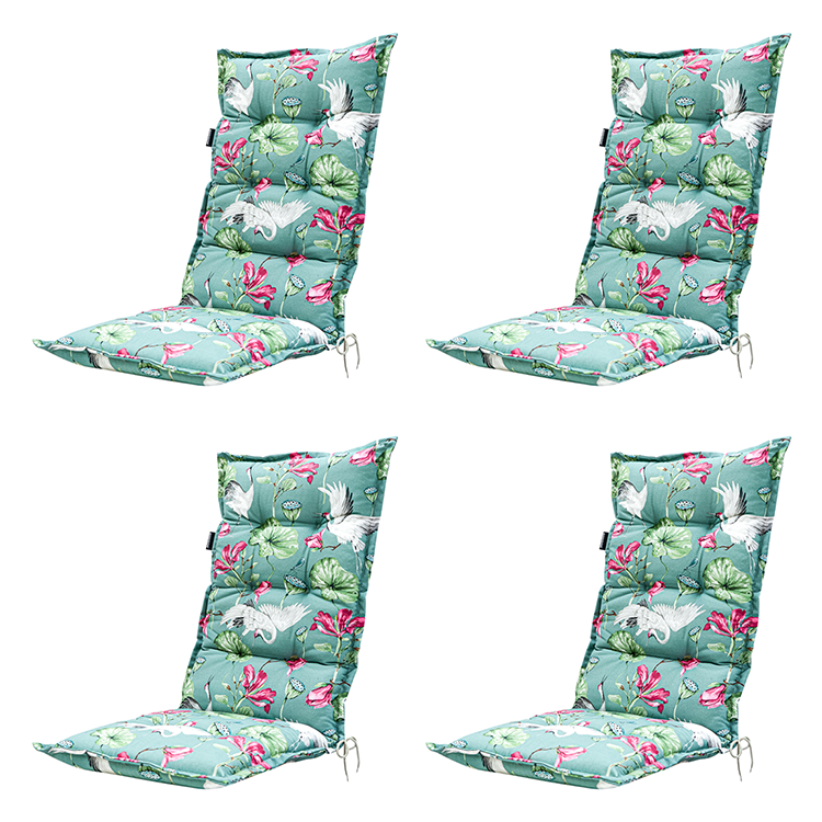Madison - Tuinstoelkussen Hoge Rug 123x50 - Groen - Vieve Green - 4 Stuks