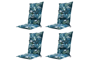 Madison - Tuinstoelkussen Hoge Rug 123x50 - Blauw - Mauel Blue - 4 Stuks