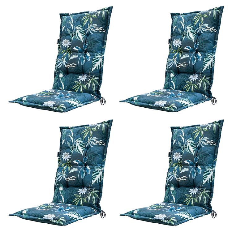 Madison - Tuinstoelkussen Hoge Rug 123x50 - Blauw - Mauel Blue - 4 Stuks