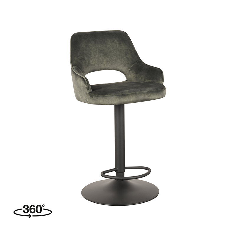 LABEL51 Barkruk Fer - Hunter - Velours - 47 x 45cm - set van 2