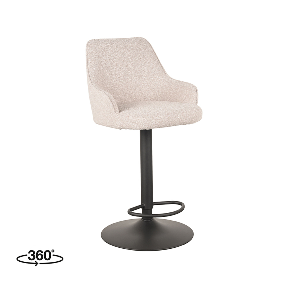 LABEL51 Barkruk Fender - Naturel - Boucle - 42 x 40cm - set van 2