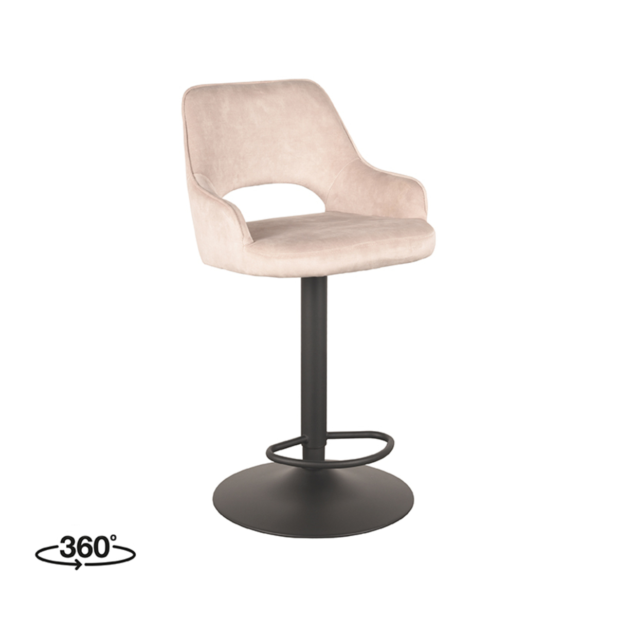 LABEL51 Barkruk Fer - Naturel - Velours - 47 x 45cm - set van 2