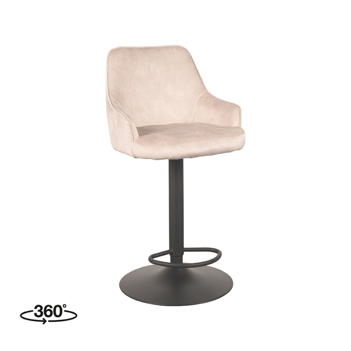 LABEL51 Barkruk Fender - Naturel - Velours - 42 x 40cm - set van 2