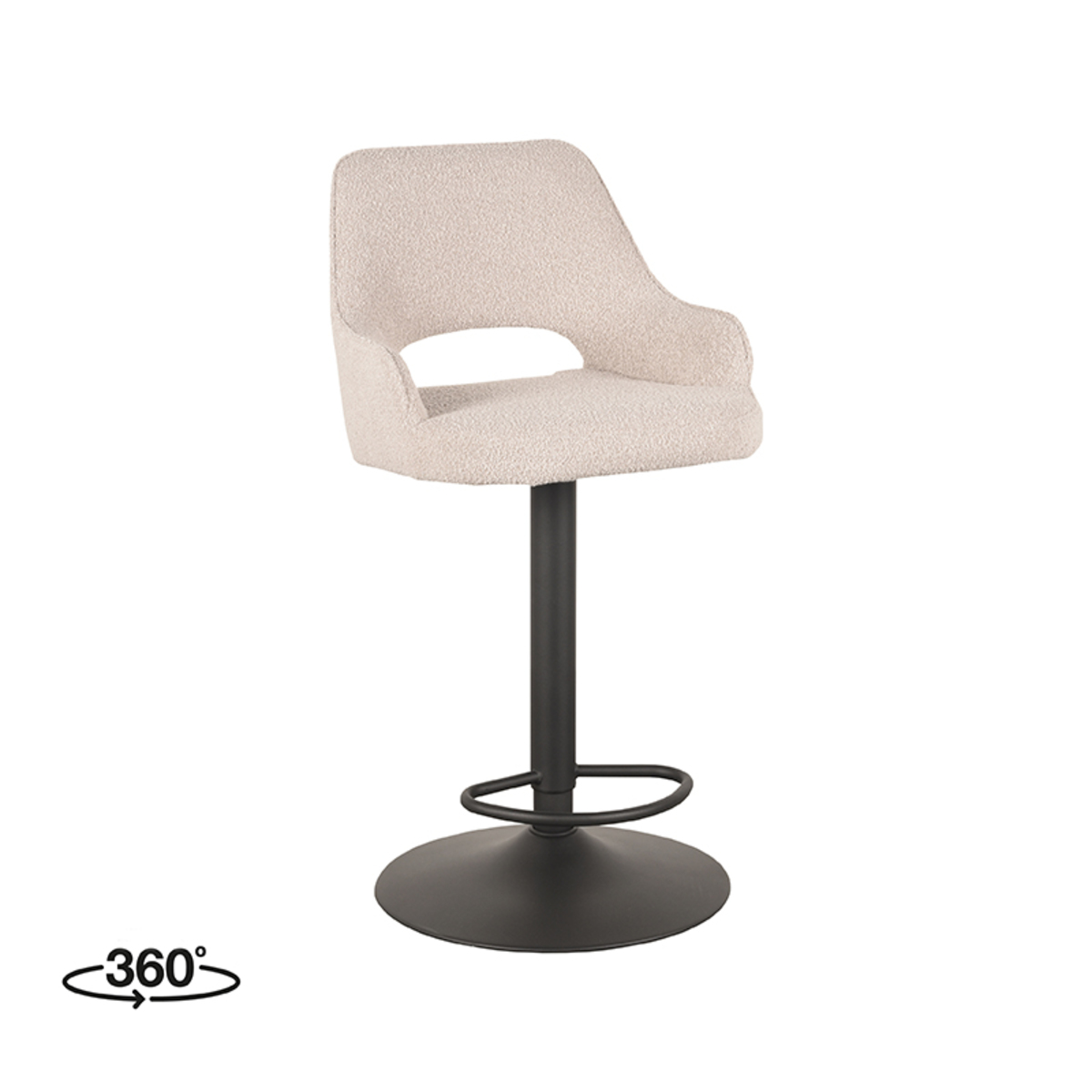 LABEL51 Barkruk Fer - Naturel - Boucle - 47 x 45cm - set van 2