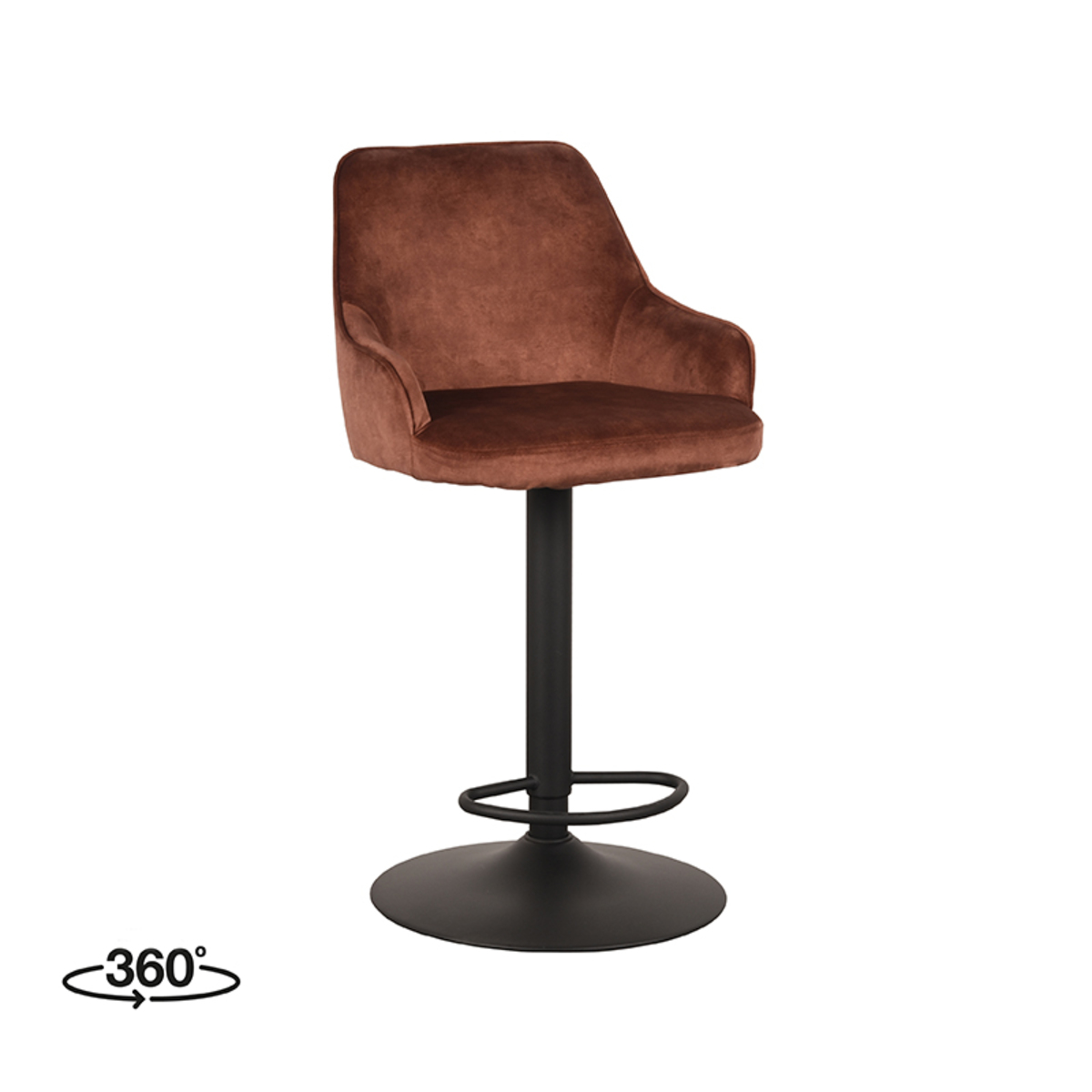 LABEL51 Barkruk Fender - Rust - Velours - 42 x 40cm - set van 2