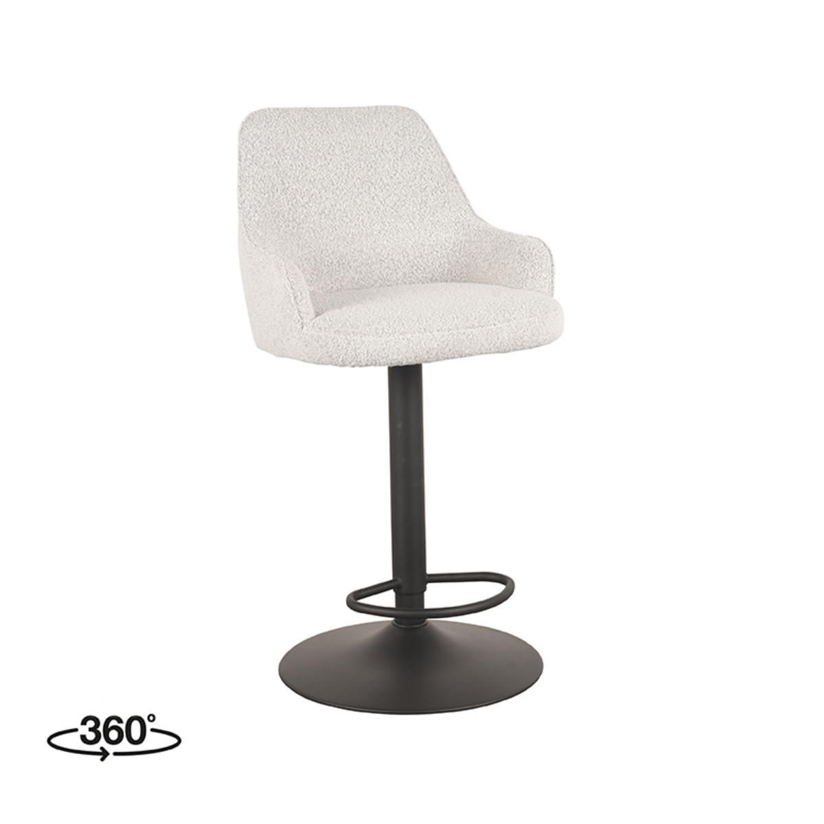 LABEL51 Barkruk Fender - Wit - Boucle - 42 x 40cm - set van 2