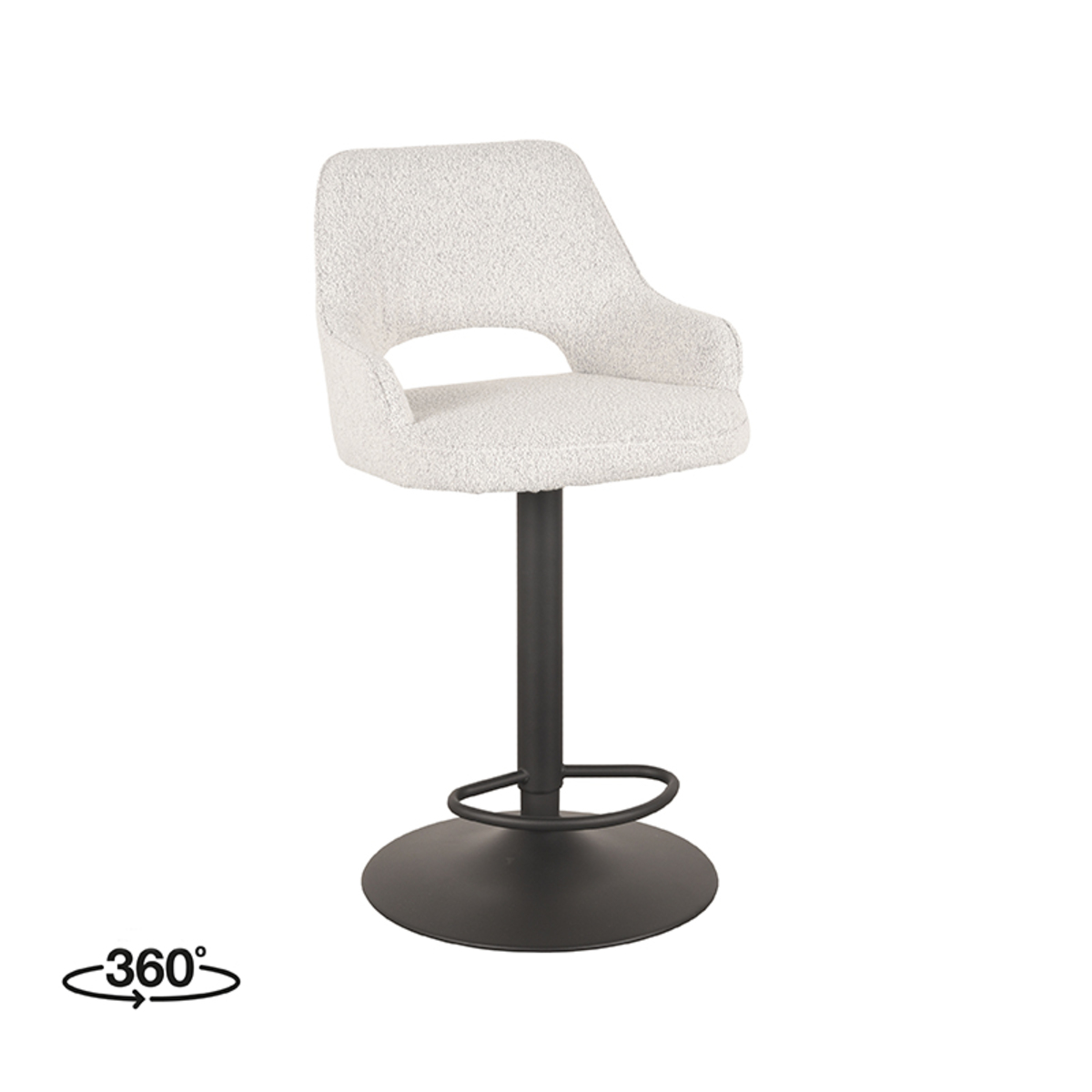 LABEL51 Barkruk Fer - Wit - Boucle - 47 x 45cm - set van 2