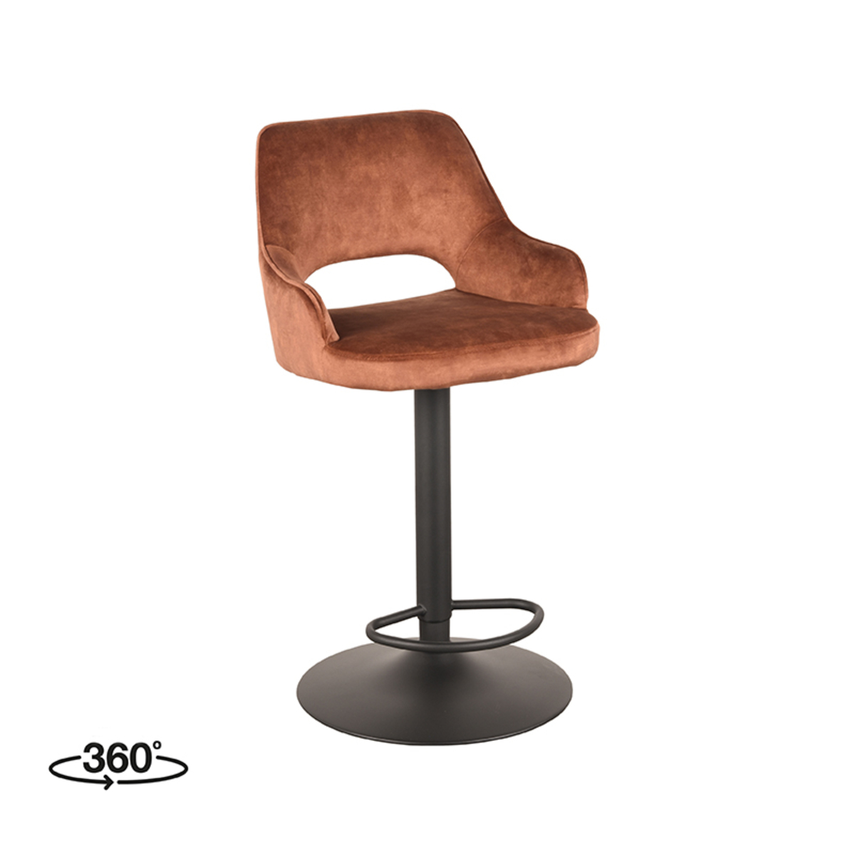 LABEL51 Barkruk Fer - Rust - Velours - 47 x 45cm - set van 2