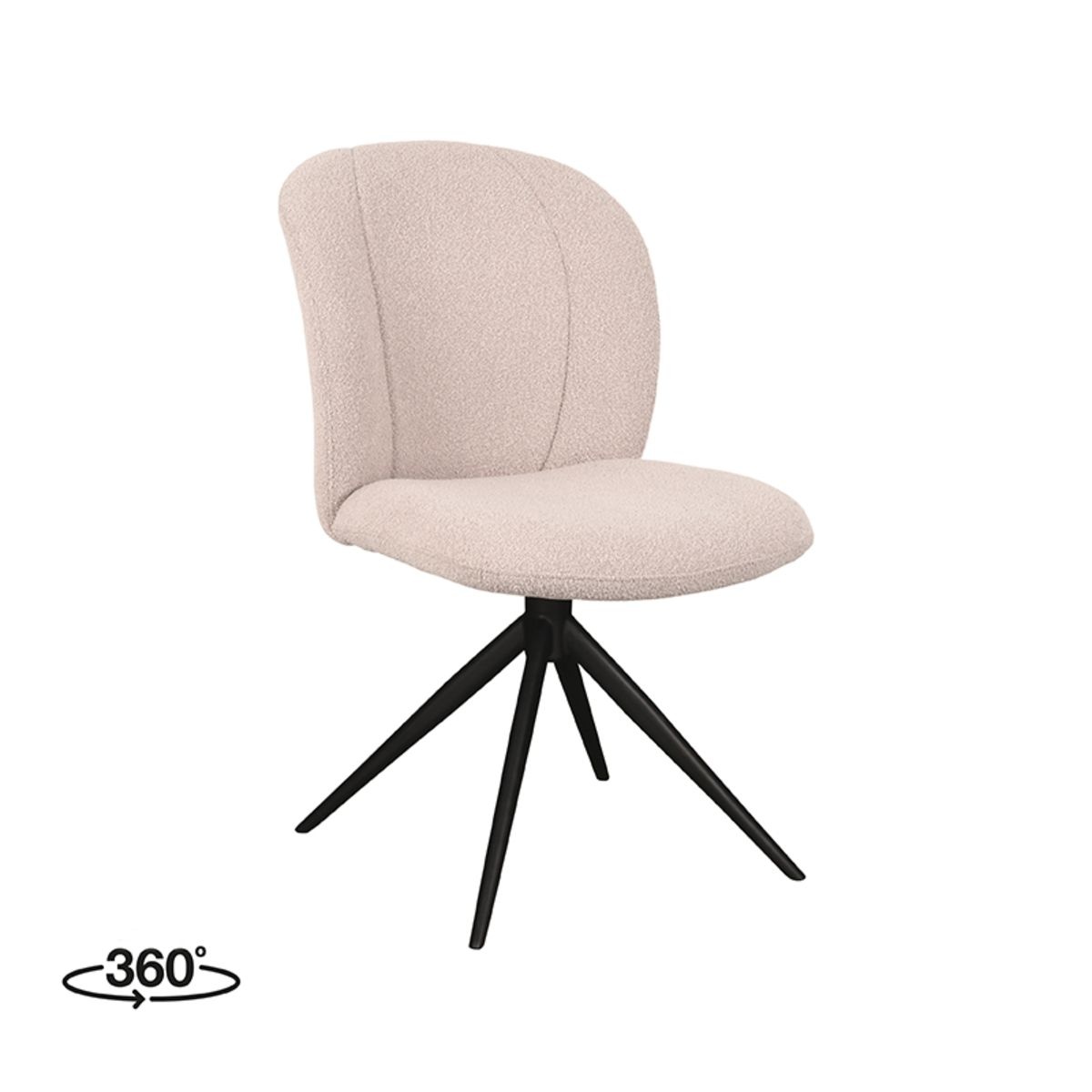 LABEL51 Eetkamerstoel Kimo - Naturel - Boucle - Zwart Onderstel - set van 2