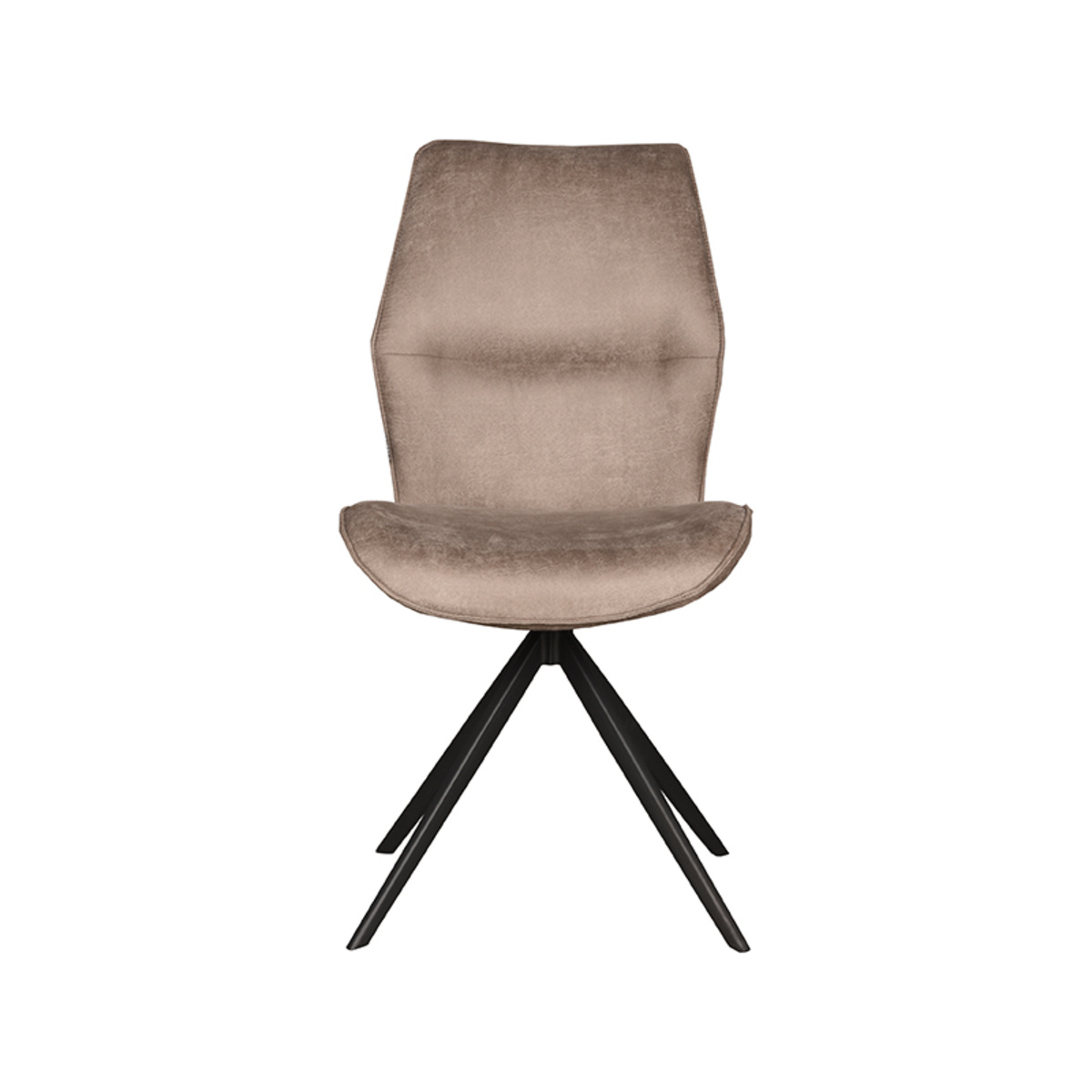 LABEL51 Eetkamerstoel Comfy - Taupe - Micro Suede - Zwart Onderstel - 64 x 48cm - set van 2