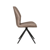 LABEL51 Eetkamerstoel Comfy - Taupe - Micro Suede - Zwart Onderstel - 64 x 48cm - set van 2