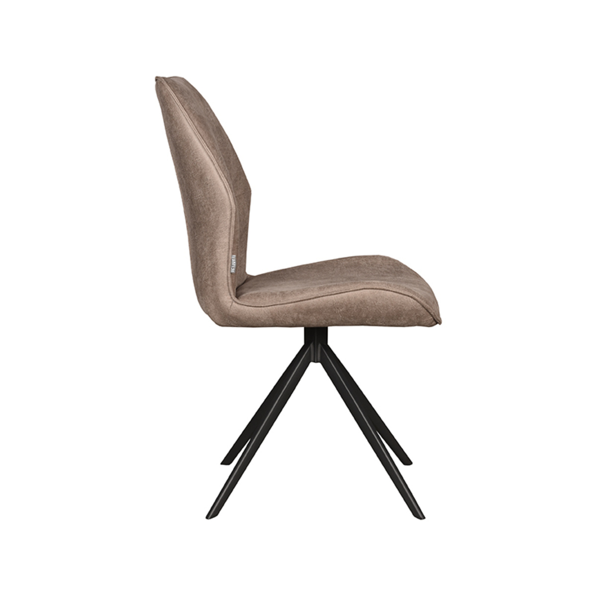 LABEL51 Eetkamerstoel Comfy - Taupe - Micro Suede - Zwart Onderstel - 64 x 48cm - set van 2