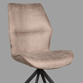 LABEL51 Eetkamerstoel Comfy - Taupe - Micro Suede - Zwart Onderstel - 64 x 48cm - set van 2
