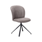 LABEL51 Eetkamerstoel Kimo - Taupe - Micro Suede - Zwart Onderstel - set van 2