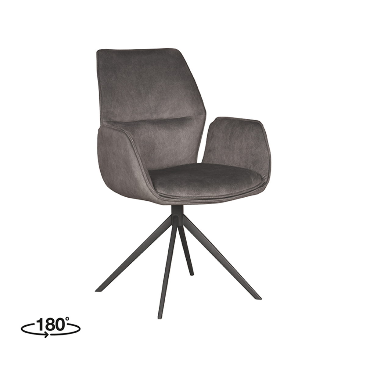 LABEL51 Eetkamerstoel Mellow - Antraciet - Cosmo - 63 x 58cm - set van 2