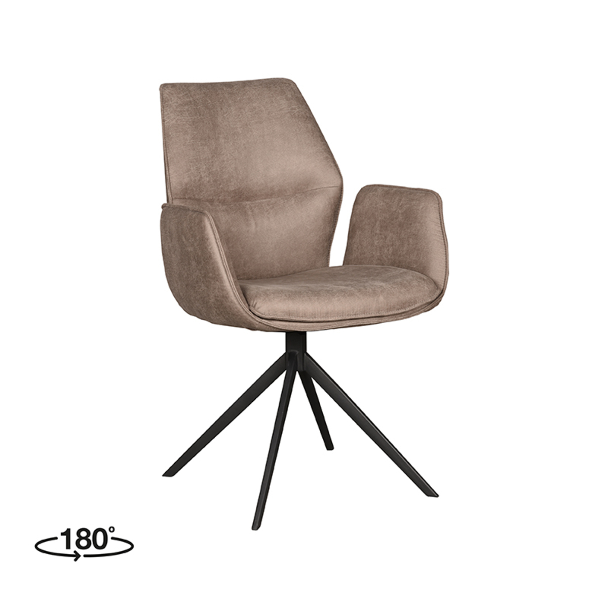 LABEL51 Eetkamerstoel Mellow - Taupe - Micro Suede - 63 x 58cm - set van 2
