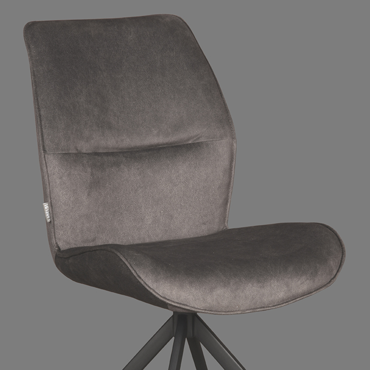 LABEL51 Eetkamerstoel Comfy - Antraciet - Cosmo - Zwart Onderstel - 64 x 48cm - set van 2