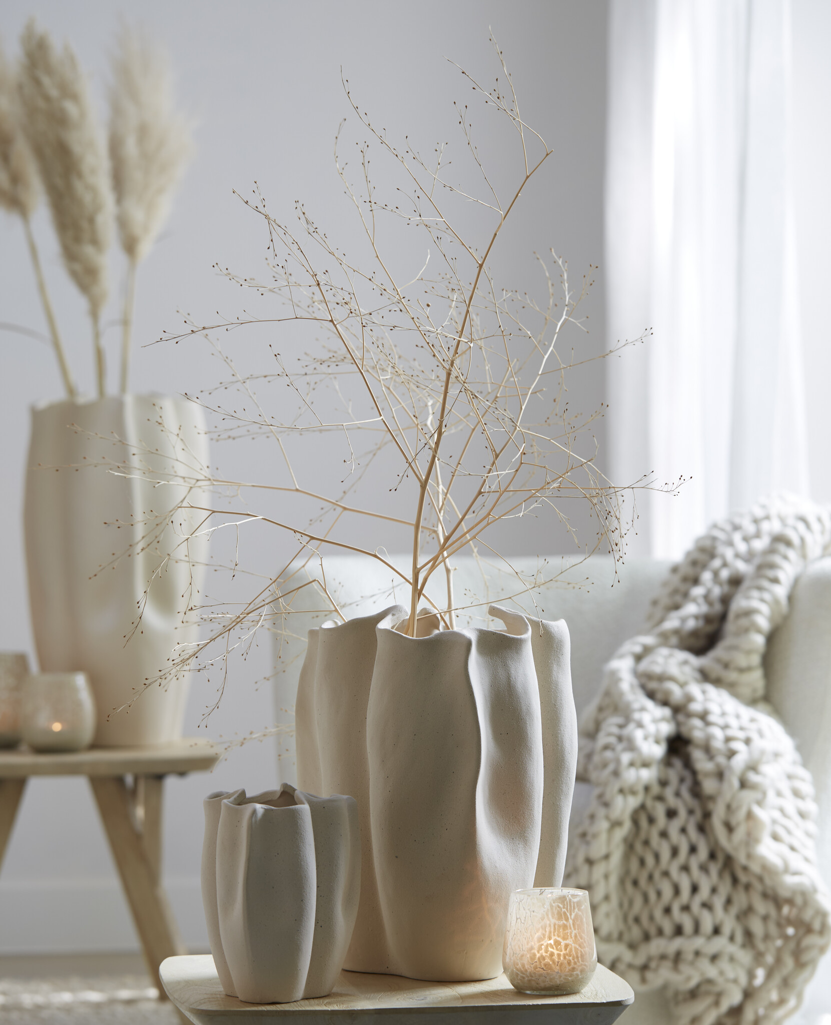 Light & Living - Vaas SANGULI - 28x27.5x36.5cm - Wit