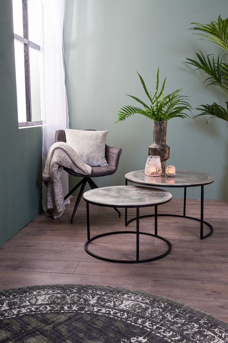 Light & Living - Salontafel TALCA - Ø75x45cm - Zilver - Set van 2