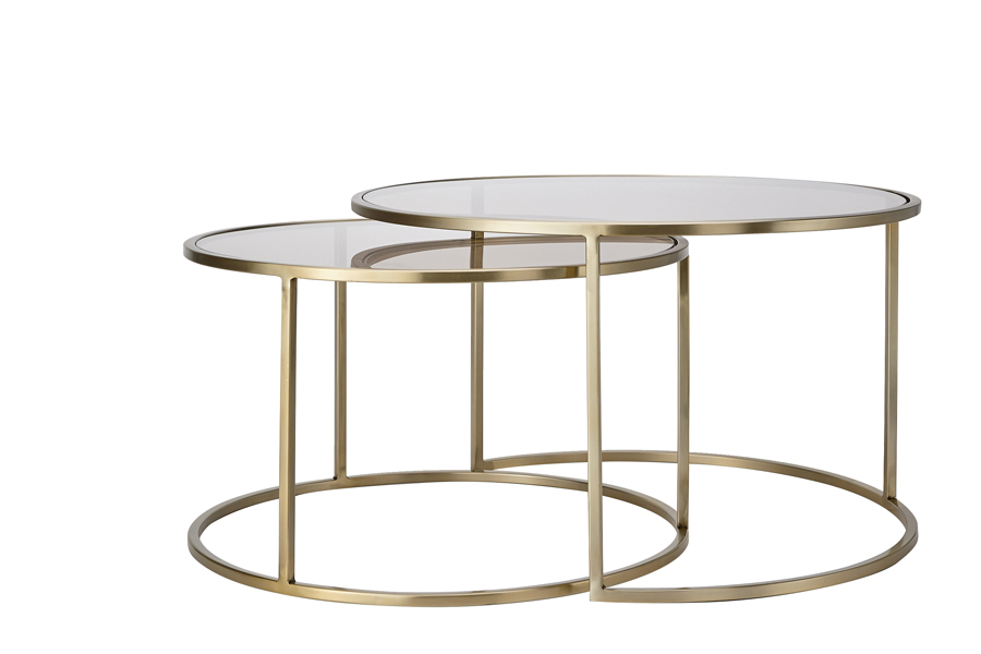 Light & Living - Salontafel DUARTE - Ø75x44cm - Goud - Set van 2