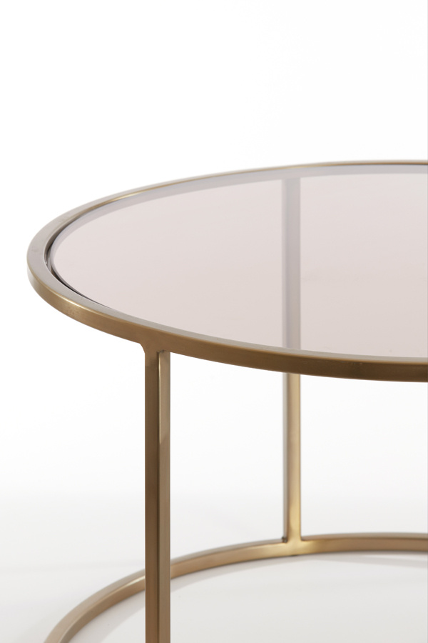Light & Living - Salontafel DUARTE - Ø75x44cm - Goud - Set van 2