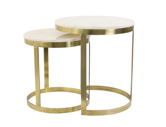 Light & Living - Bijzettafel PERLATO - Ø49x52cm - Wit - Set van 2