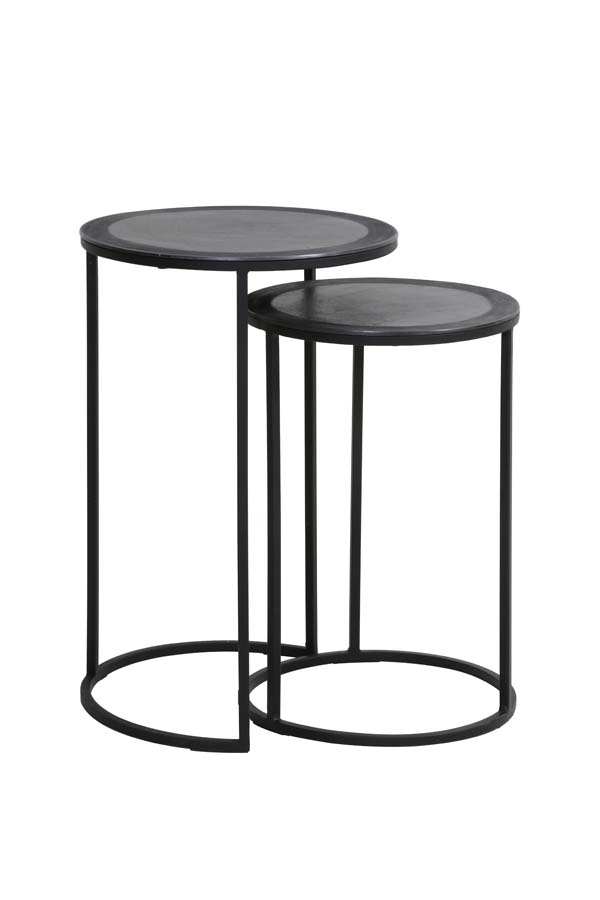 Light & Living - Bijzettafel TALCA - Ø40x60cm - Zwart - Set van 2