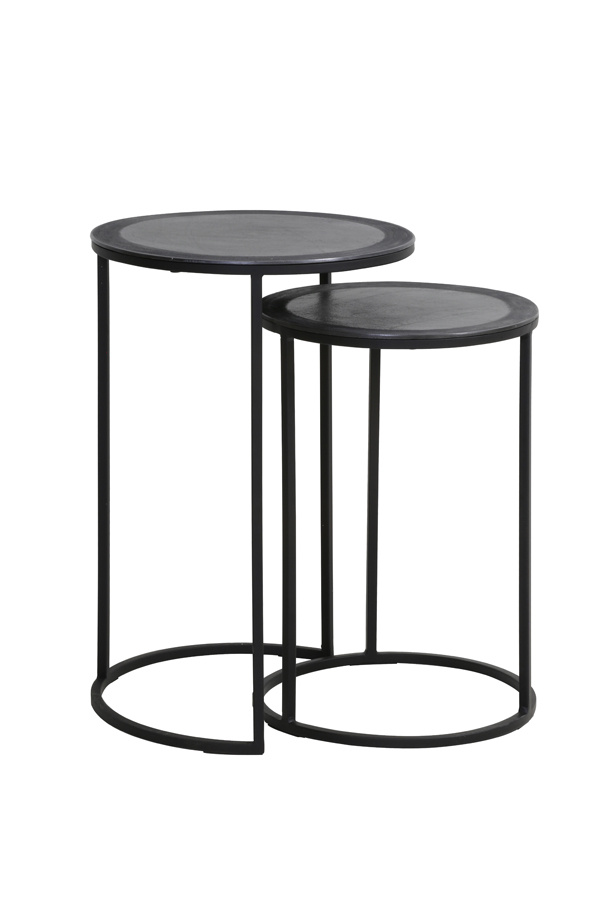 Light & Living - Bijzettafel TALCA - Ø40x60cm - Zwart - Set van 2