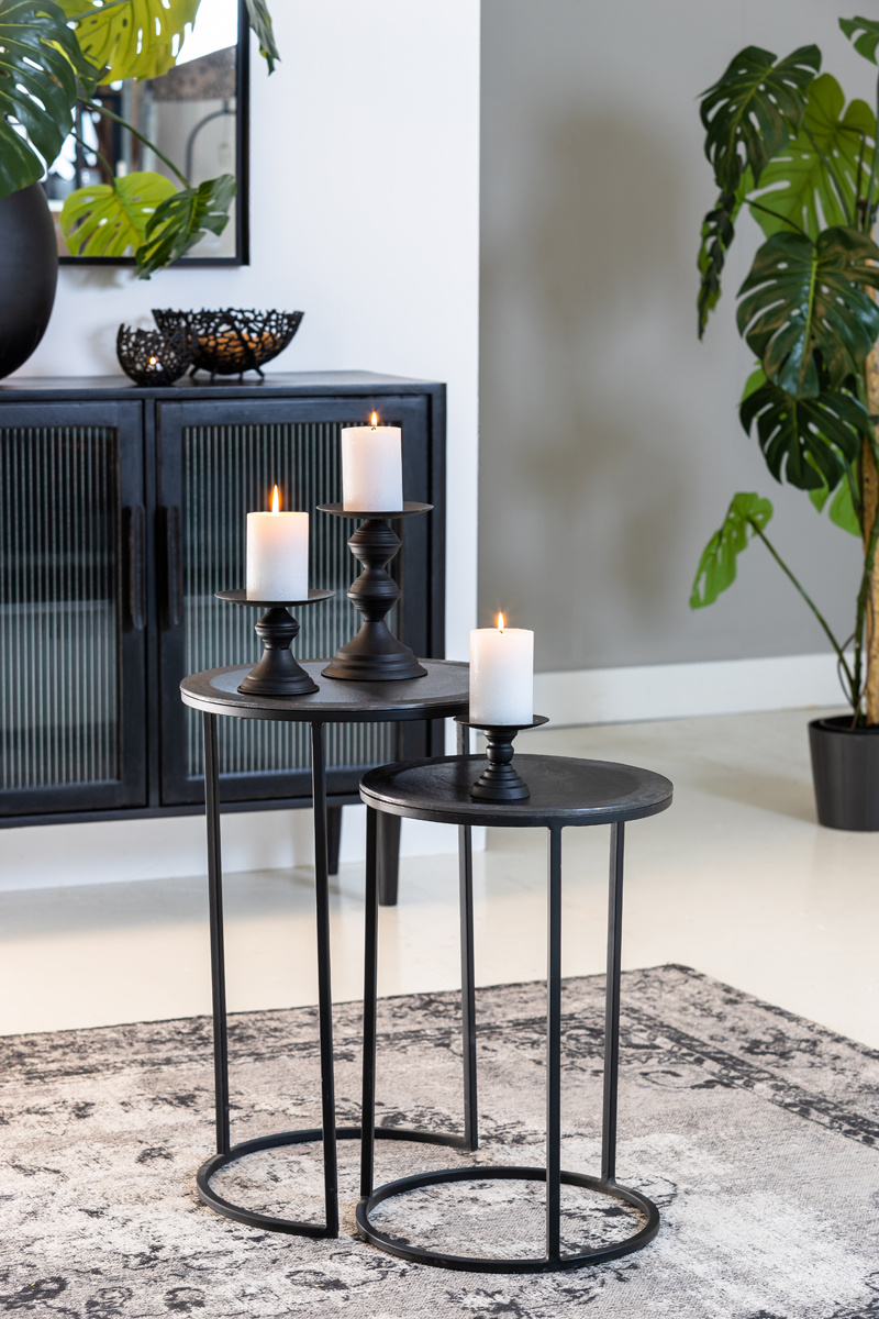 Light & Living - Bijzettafel TALCA - Ø40x60cm - Zwart - Set van 2