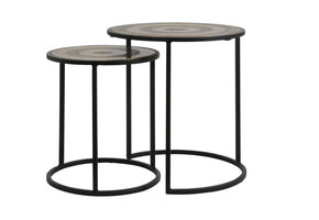 Light & Living - Bijzettafel KOME - Ø50x52cm - Zwart - Set van 2