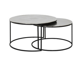 Light & Living - Salontafel THIZAS - Ø75x41cm - Zilver - Set van 2