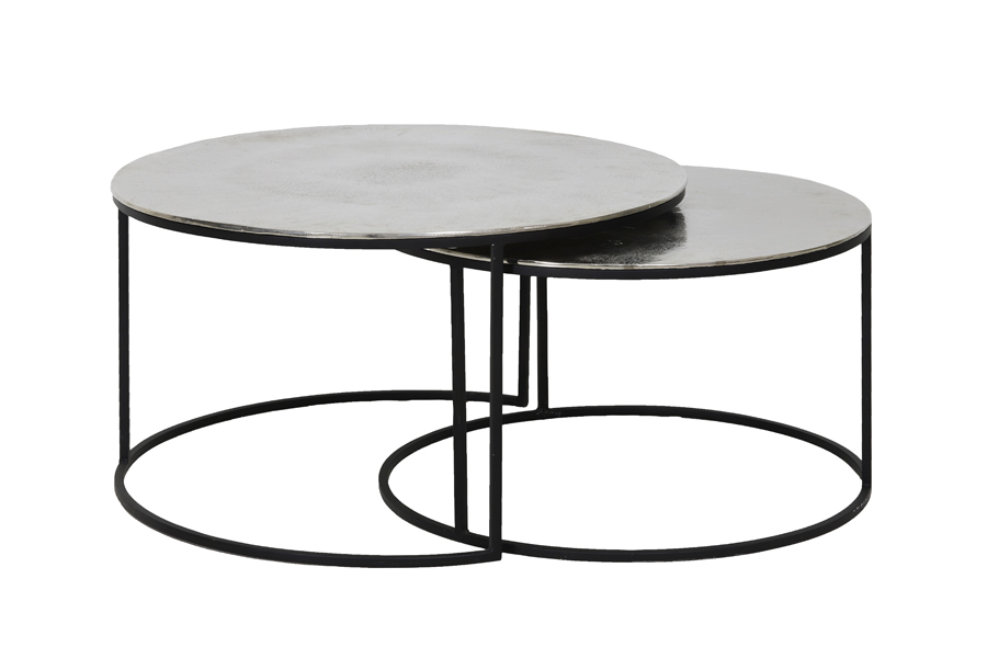Light & Living - Salontafel THIZAS - Ø75x41cm - Zilver - Set van 2