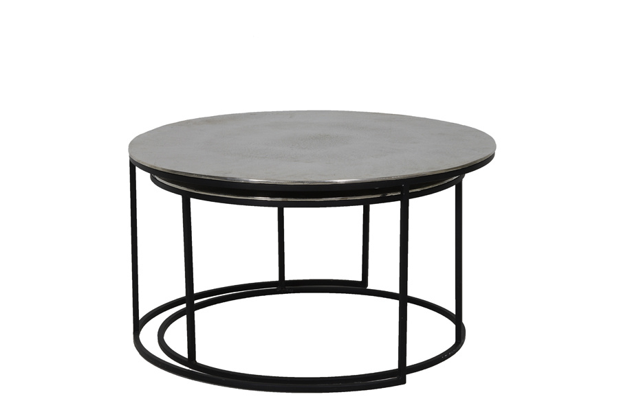 Light & Living - Salontafel THIZAS - Ø75x41cm - Zilver - Set van 2